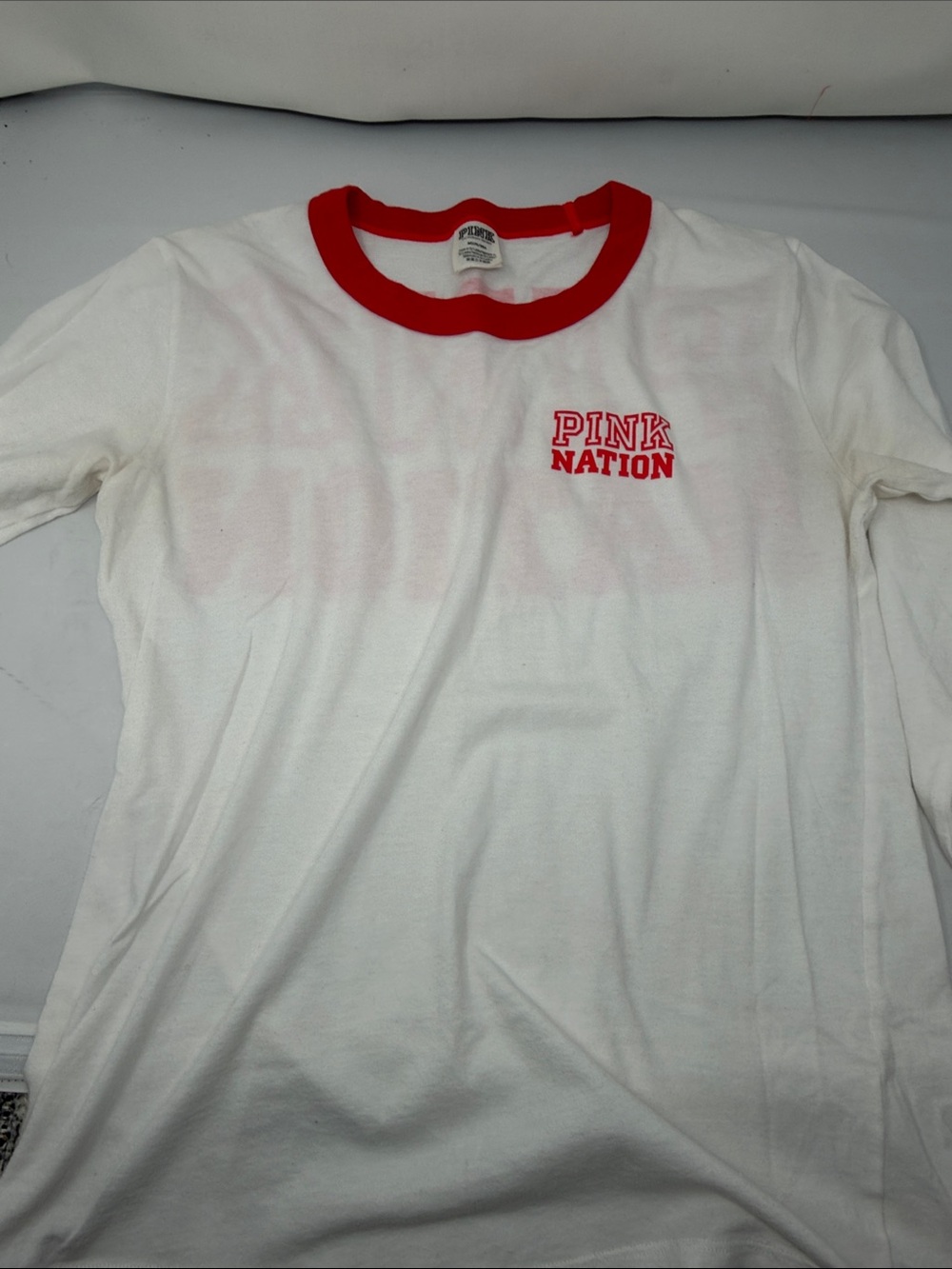 Victoria's Secret white tee with red ringer and logo - Picture 4 of 8